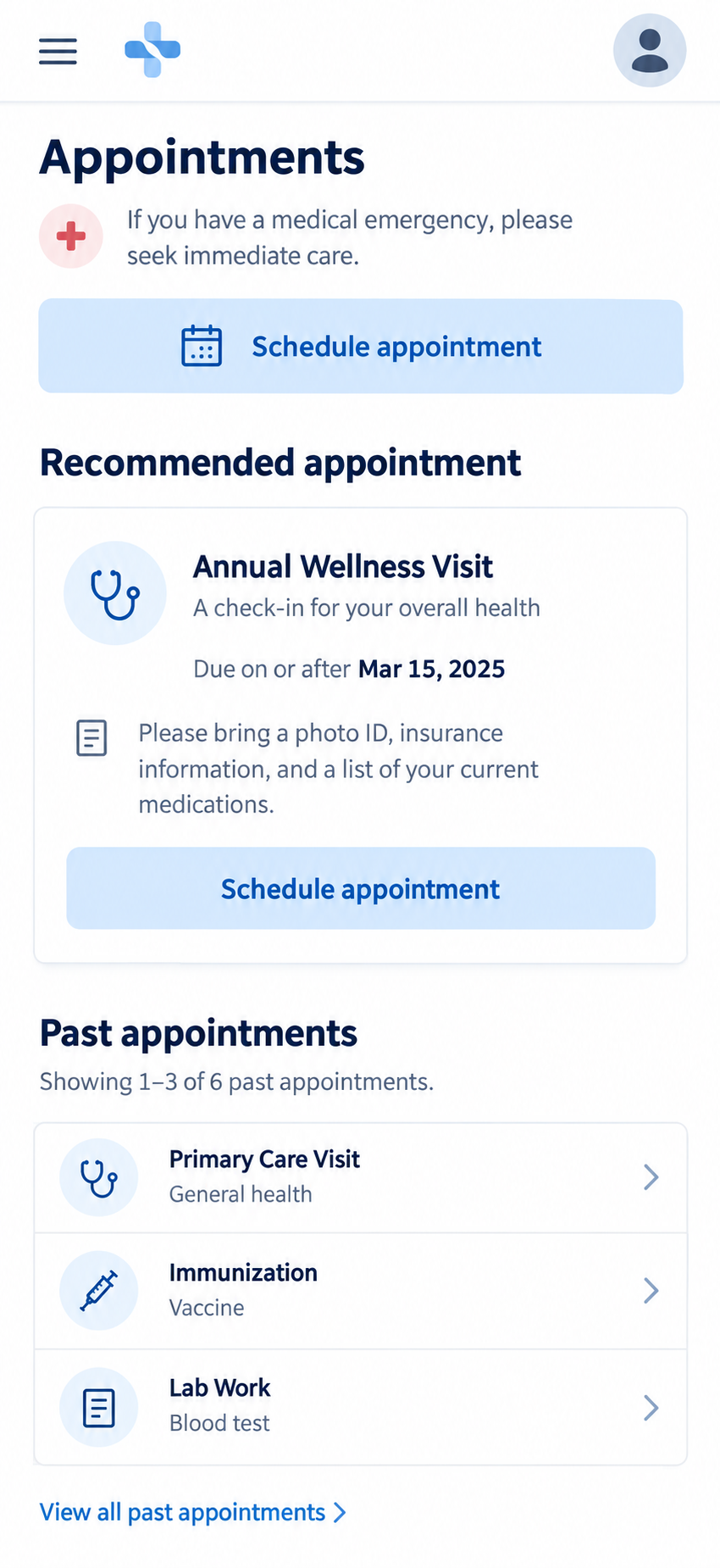 An anonymized portfolio-safe recreation of the athenahealth patient scheduling experience